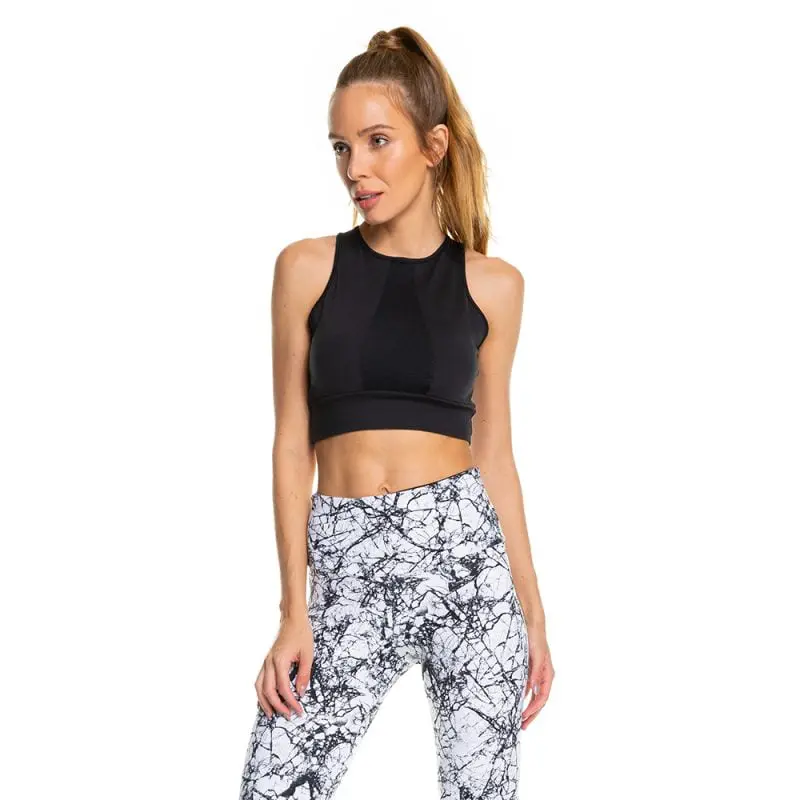 BRASIL SUL Mesh Panel Sport Bra Black