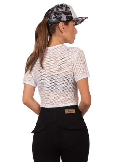 BIA BRAZIL Fish Net Crop Top White