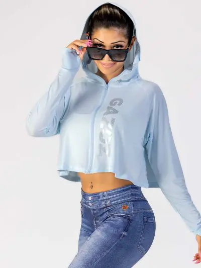 GAZOZ Cropped Fitness Jacket Blue