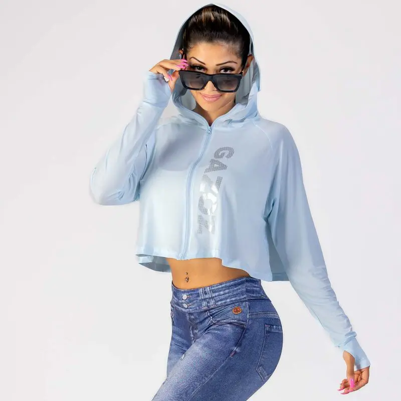 GAZOZ Cropped Fitness Jacket Blue