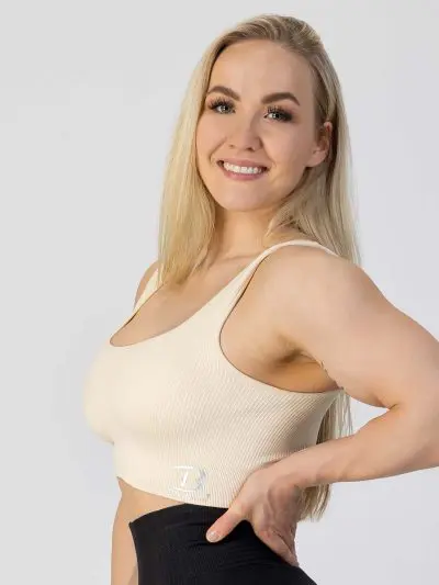 GAZOZ Ripped Seamless Bra Off White