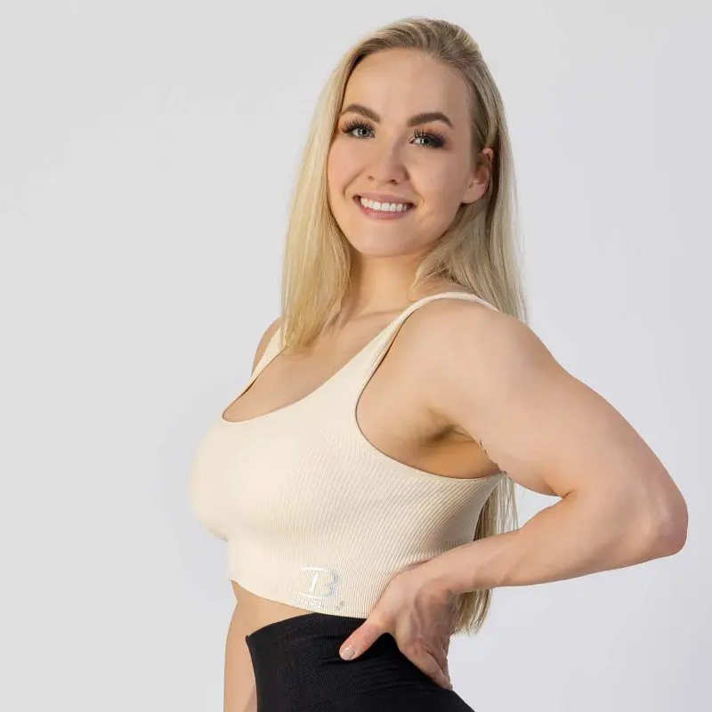 GAZOZ Ripped Seamless Bra Off White