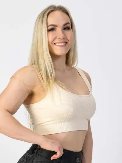 GAZOZ Ripped Seamless Bra Off White
