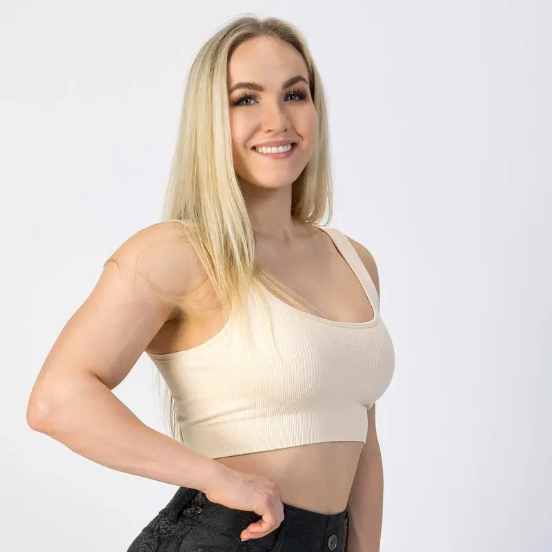 GAZOZ Ripped Seamless Bra Off White