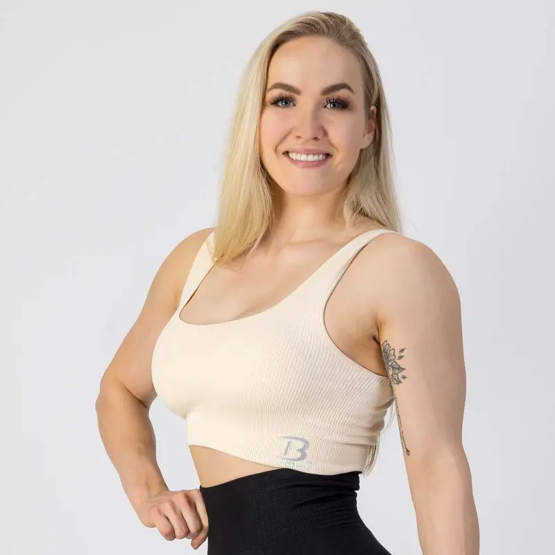 GAZOZ Ripped Seamless Bra Off White