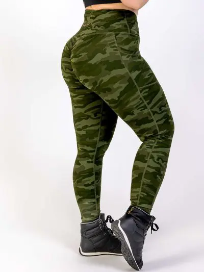 BRASIL BEAUTY Beverly Cross Waist Pocket Leggings Green Camo