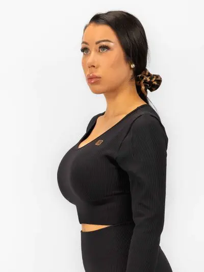 BRASIL BEAUTY Selena Ribbed Long Sleeve Crop Top