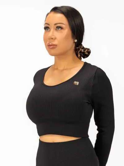 BRASIL BEAUTY Selena Ribbed Long Sleeve Crop Top