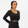 BRASIL BEAUTY Selena Ribbed Long Sleeve Crop Top