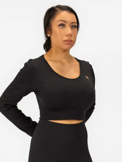 BRASIL BEAUTY Selena Ribbed Long Sleeve Crop Top