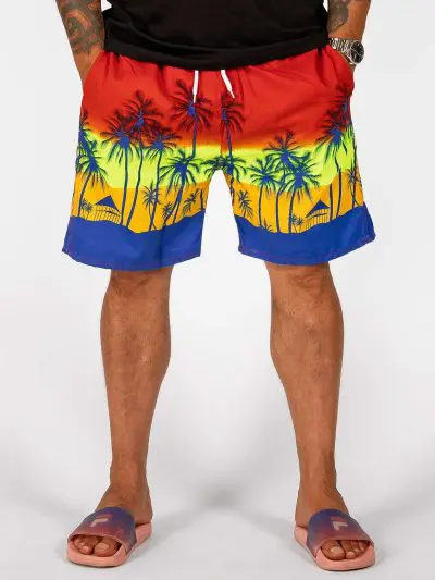 GAZOZ Surf Shorts – Red Palm