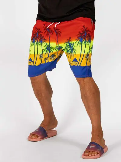 GAZOZ Surf Shorts – Red Palm
