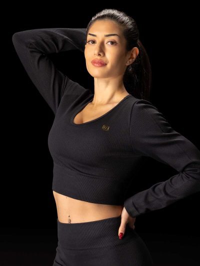 BRASIL BEAUTY Selena Ribbed Long Sleeve Crop Top