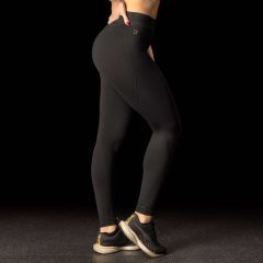 BRASIL BEAUTY Heart Cross-Waist Leggings – Black
