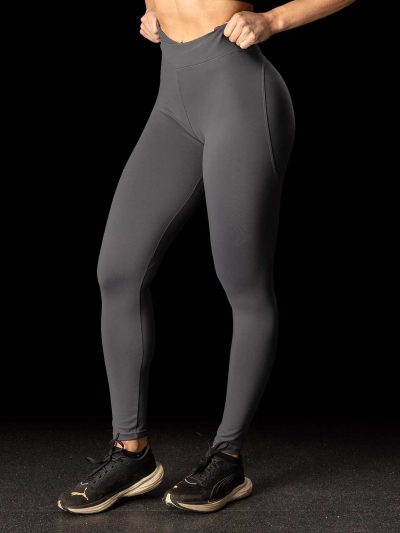 BRASIL BEAUTY Heart Cross-Waist Leggings – Grey