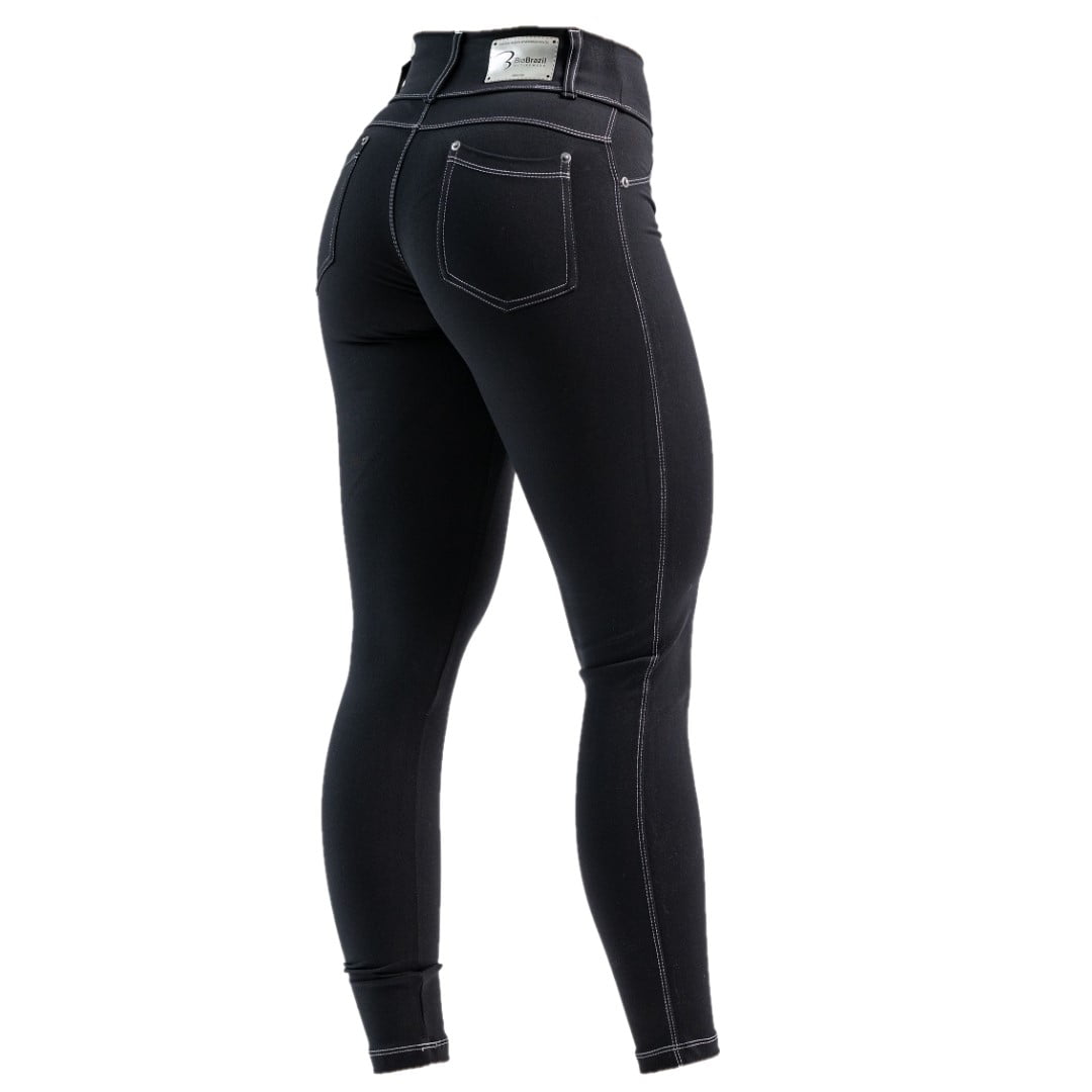 BIA BRAZIL Jeans Leggings Black With White Stitching