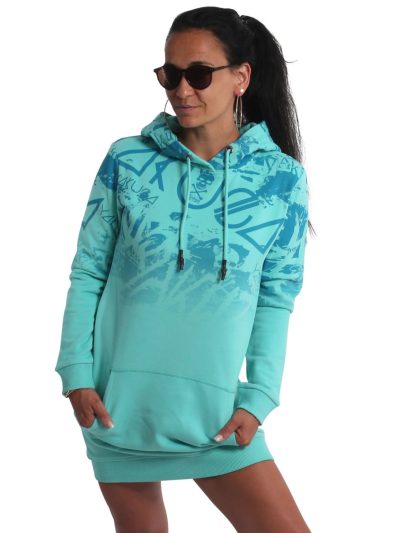 YAKUZA INK Lettering Allover Sweat Dress, Turquoise