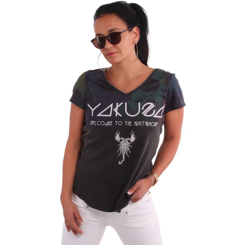 YAKUZA INK Skull Dye V-neck T-shirt