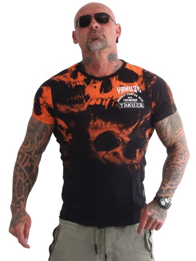 YAKUZA INK Muerte Skull V02 T-shirt Black/Orange