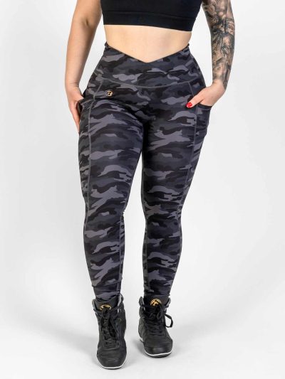 BRASIL BEAUTY Beverly Cross Waist Pocket Leggings Dark Camo