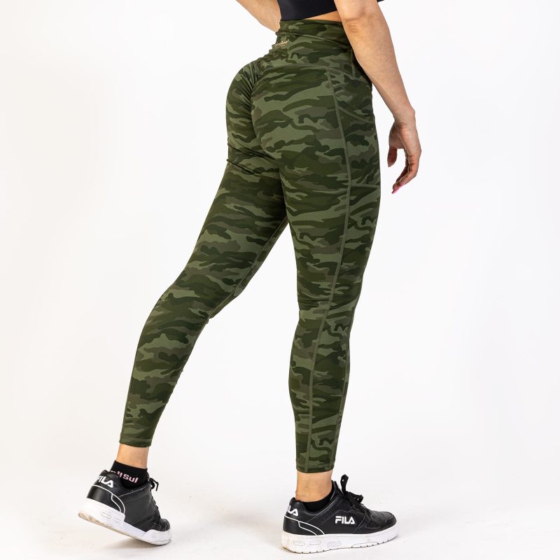 BRASIL BEAUTY Beverly Cross Waist Pocket Leggings Green Camo