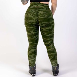 BRASIL BEAUTY Beverly Cross Waist Pocket Leggings Green Camo