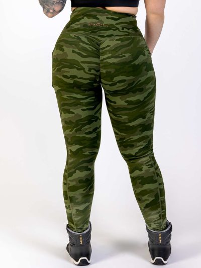 BRASIL BEAUTY Beverly Cross Waist Pocket Leggings Green Camo