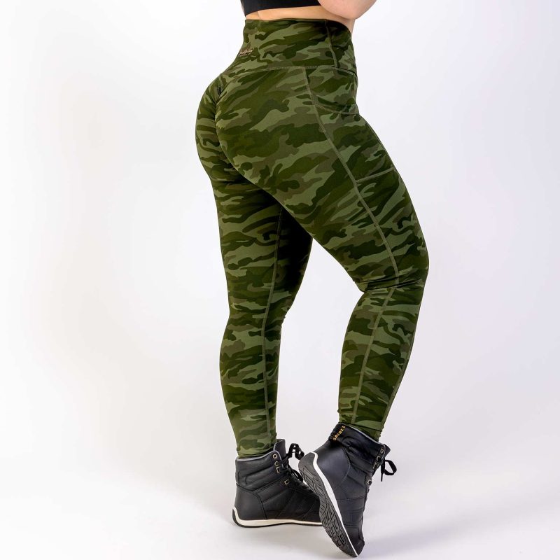 BRASIL BEAUTY Beverly Cross Waist Pocket Leggings Green Camo