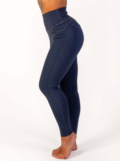 BRASIL BEAUTY Denim-Look Thermo Leggings Dark Blue